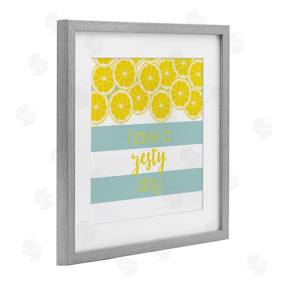 Sundance Graphics Zesty Citrus with Stripes Gray Framed Print Under Glass Wall Art