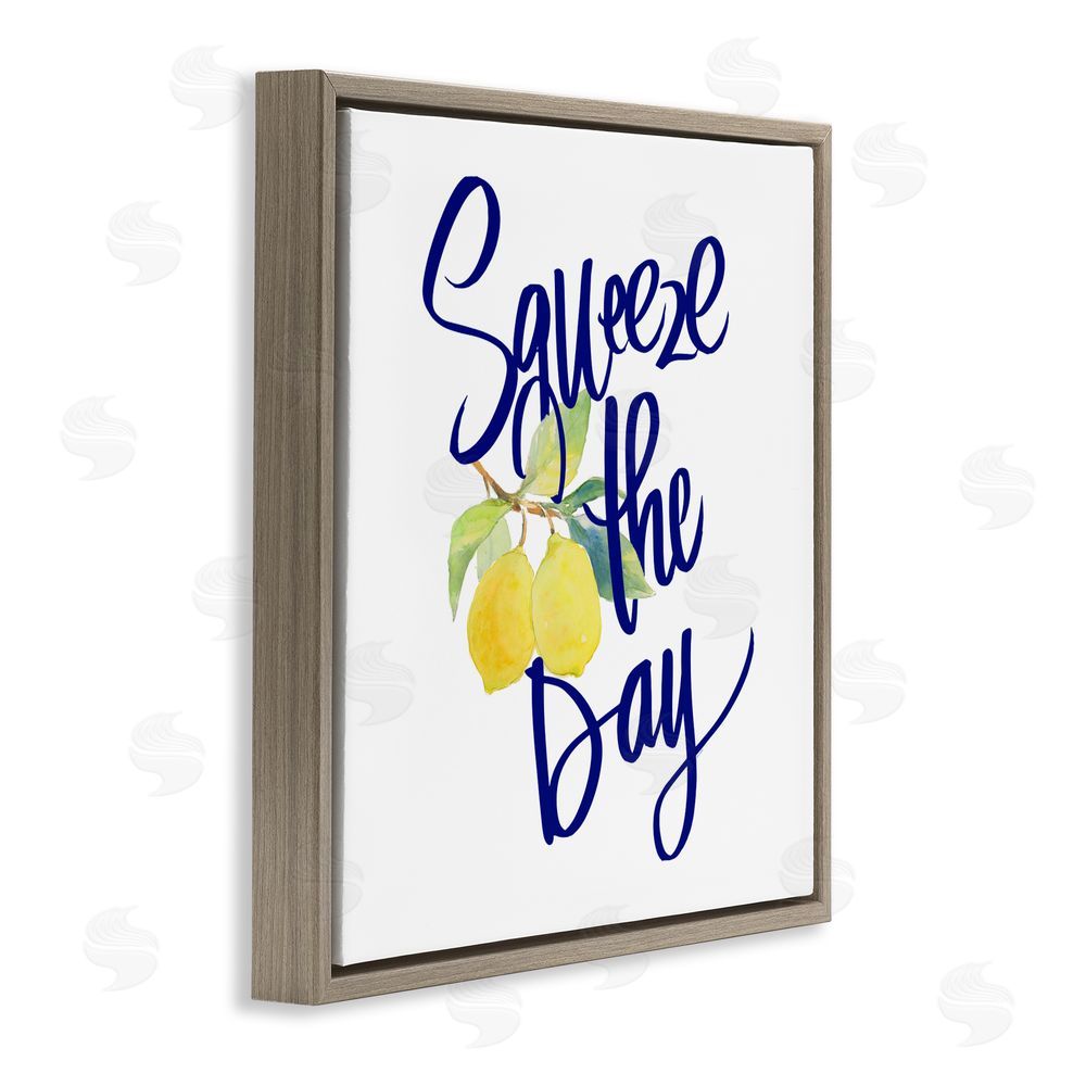 Sundance Graphics Cursive Squeeze The Day Brown Floating Frame Canvas Wall Art Print