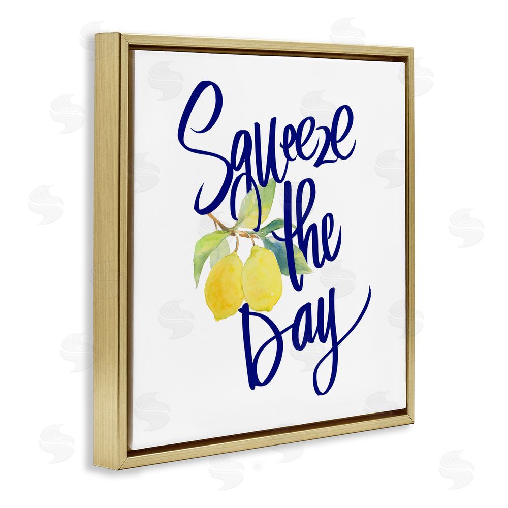 Sundance Graphics Cursive Squeeze The Day Gold Floating Frame Canvas Wall Art Print
