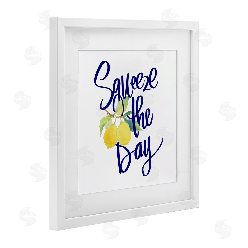 Sundance Graphics Cursive Squeeze The Day White Framed Print Under Glass Wall Art
