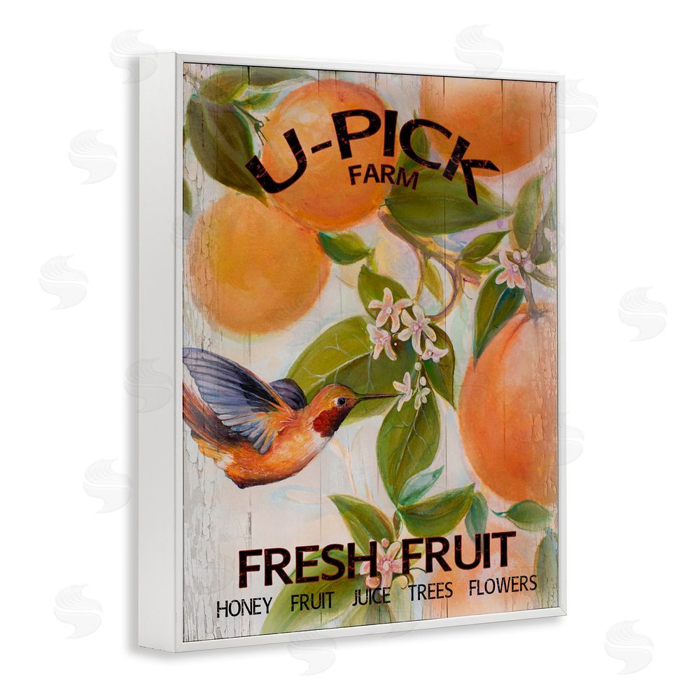 Sundance Graphics U-Pick Fresh Fruit Farm White Framed Giclee Wall Art Print