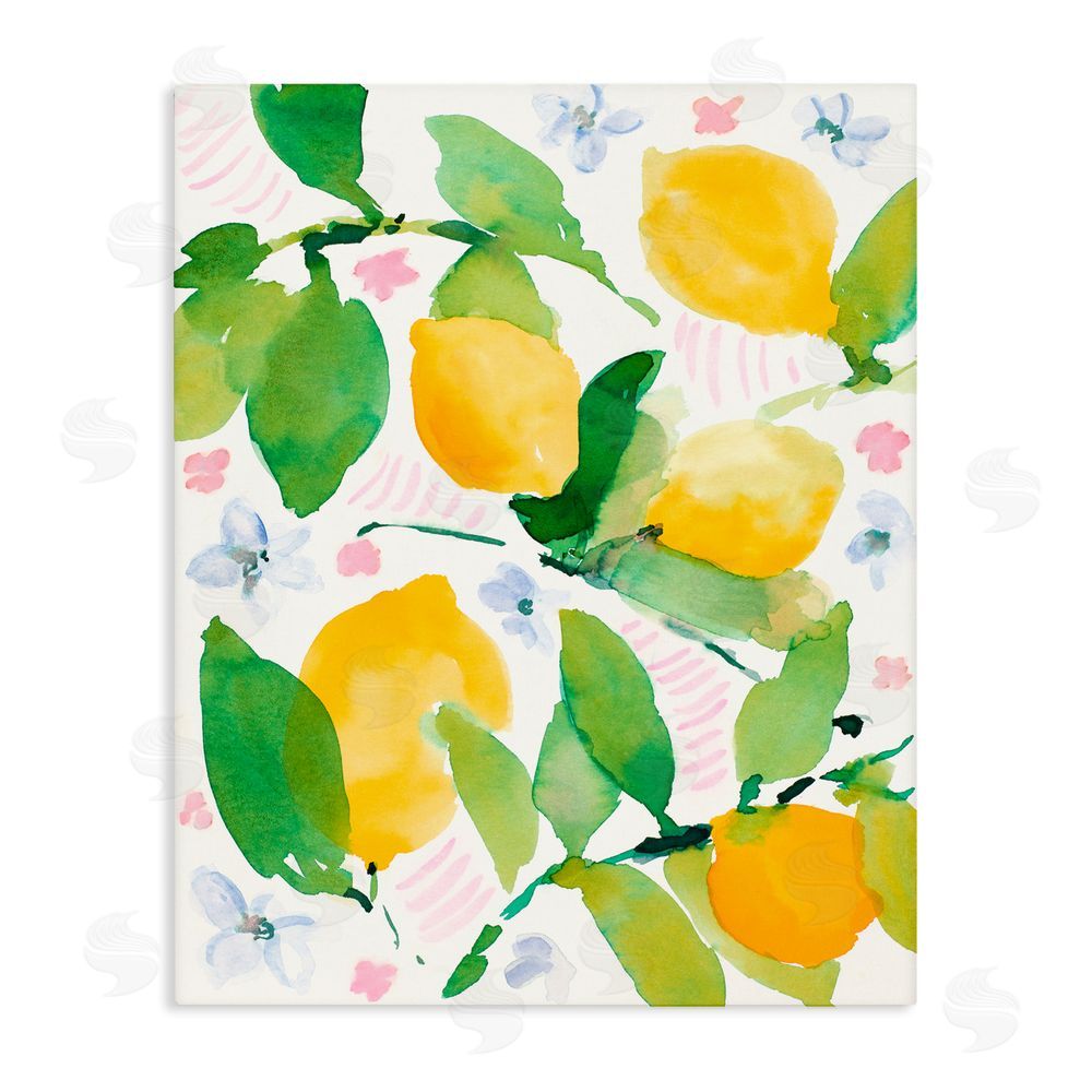 Sundance Graphics Garden Lemons with Pastel Florals Canvas Wall Art Print