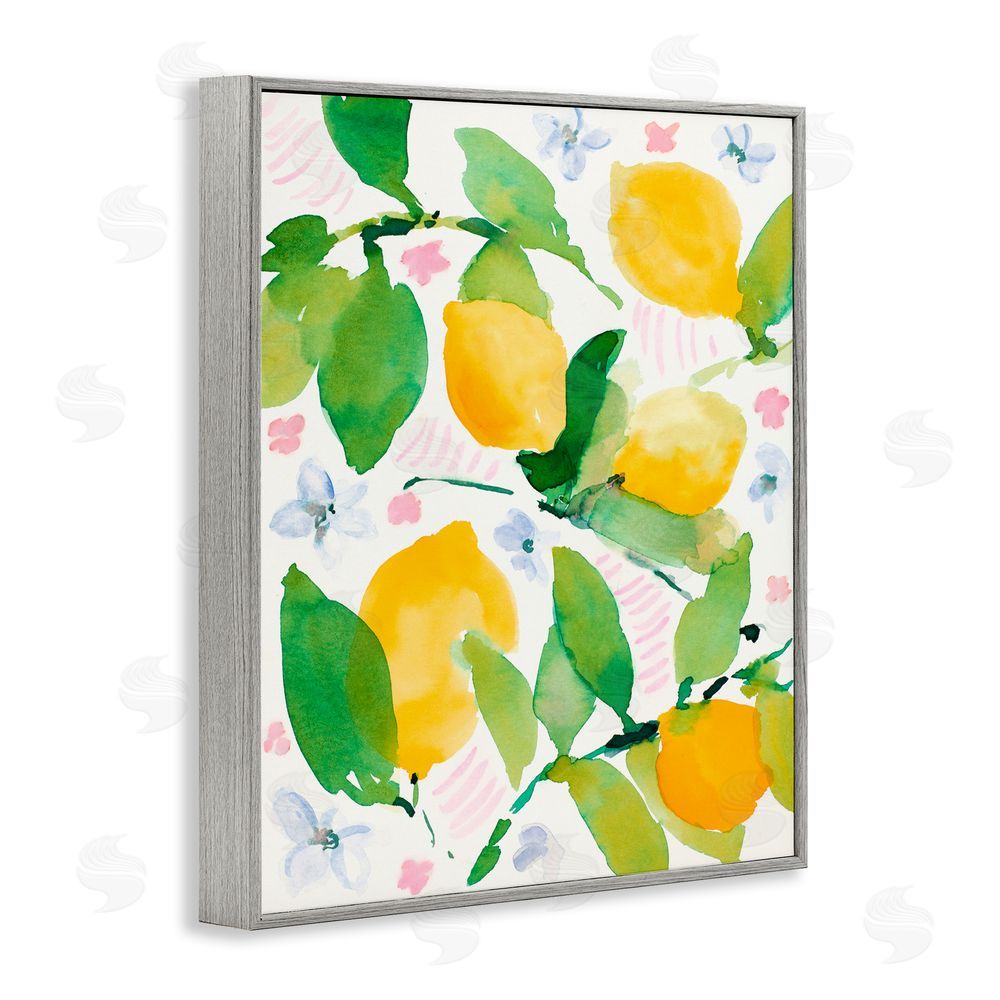 Sundance Graphics Garden Lemons with Pastel Florals Gray Framed Giclee Wall Art Print