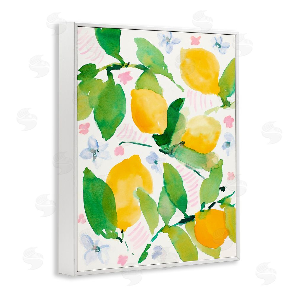 Sundance Graphics Garden Lemons with Pastel Florals White Framed Giclee Wall Art Print