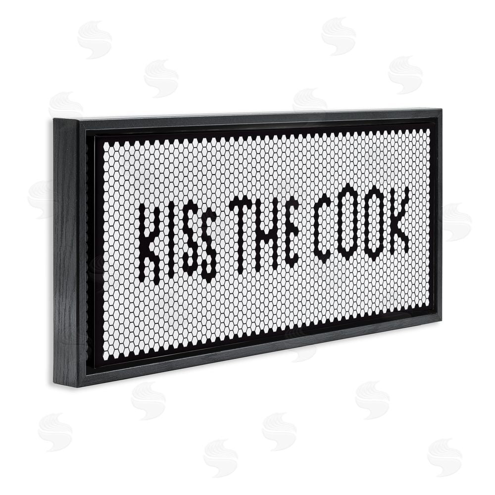 Sundance Graphics Retro Kiss The Cook Black Floating Frame Canvas Wall Art Print