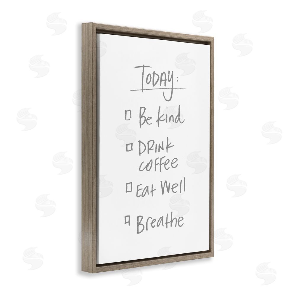 Sundance Graphics Simple Today's Checklist Brown Floating Frame Canvas Wall Art Print