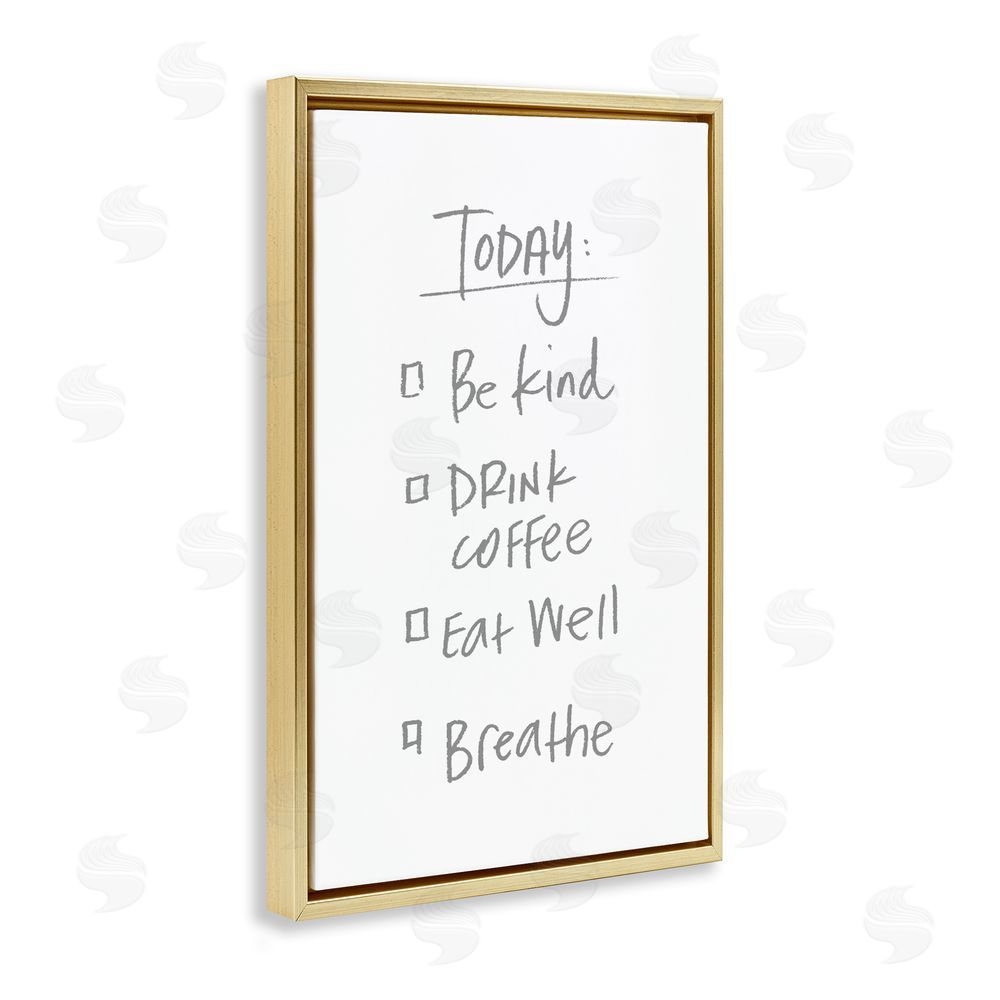Sundance Graphics Simple Today's Checklist Gold Floating Frame Canvas Wall Art Print