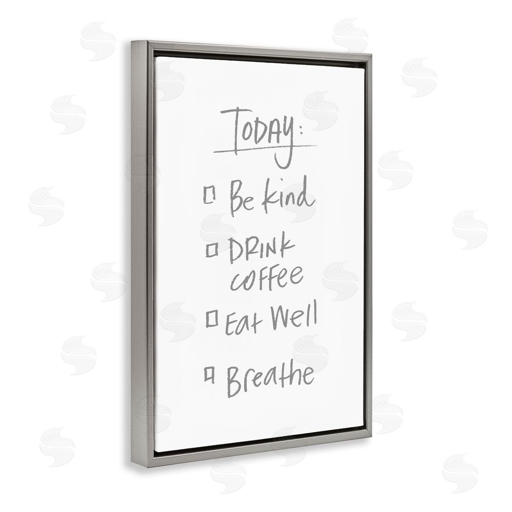 Sundance Graphics Simple Today's Checklist Gray Floating Frame Canvas Wall Art Print