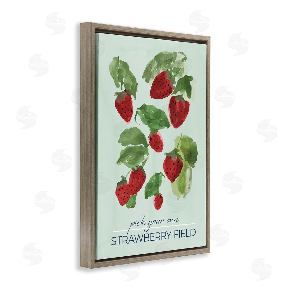 Sundance Graphics Strawberry Field Pick Your Own Brown Floating Frame Canvas Wall Art Print