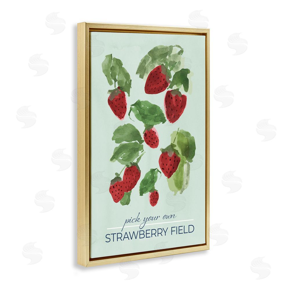 Sundance Graphics Strawberry Field Pick Your Own Gold Floating Frame Canvas Wall Art Print