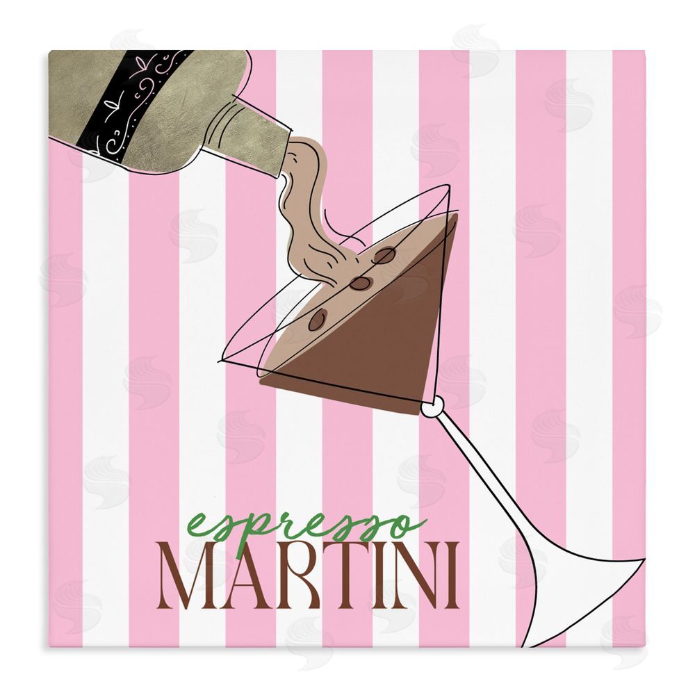 Sundance Graphics Espresso Martini Pink Stripes Canvas Wall Art Print