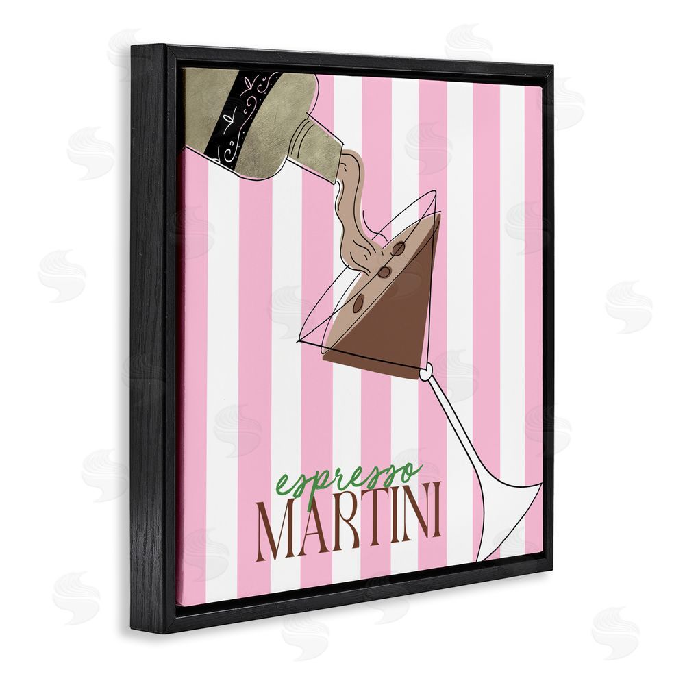 Sundance Graphics Espresso Martini Pink Stripes Black Floating Frame Canvas Wall Art Print