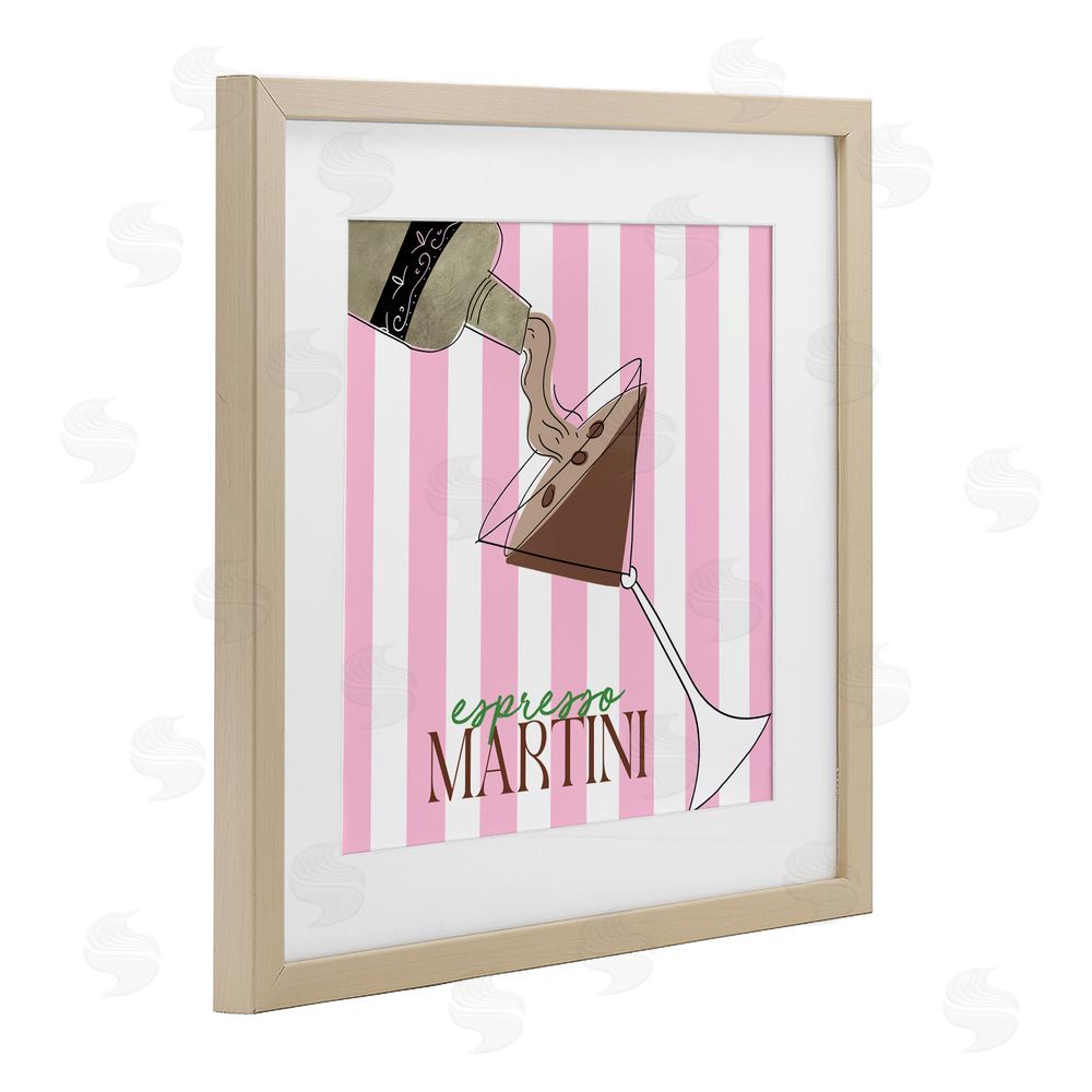 Sundance Graphics Espresso Martini Pink Stripes Birch Framed Print Under Glass Wall Art