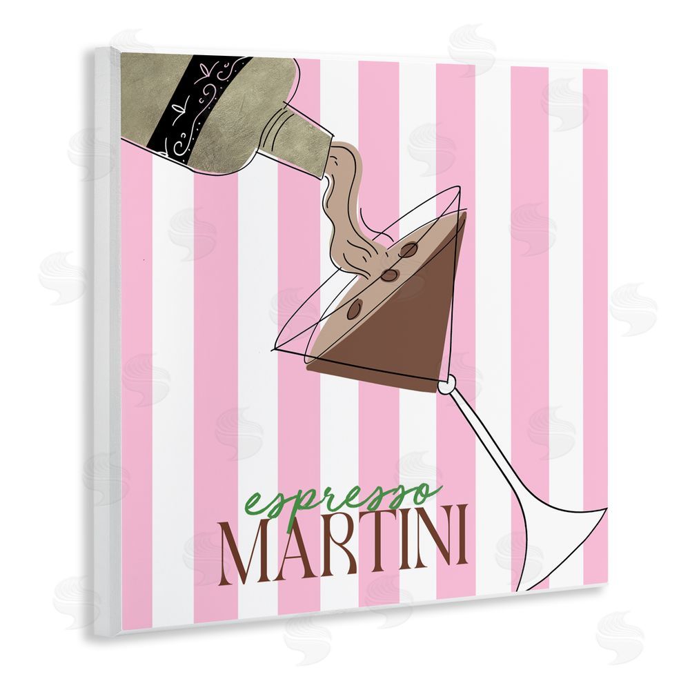 Sundance Graphics Espresso Martini Pink Stripes Wall Plaque Printed Art