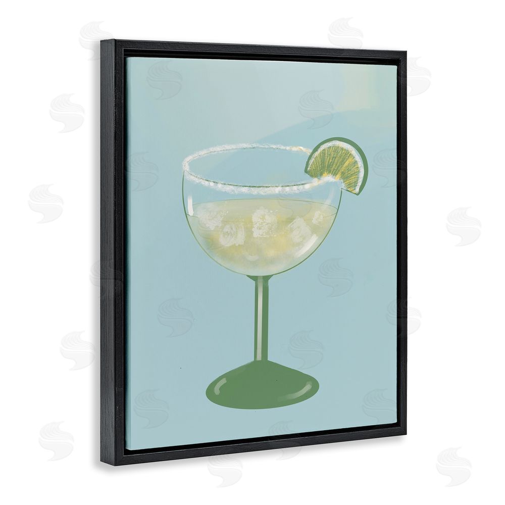 Sundance Graphics Margarita Glass over Blue Black Floating Frame Canvas Wall Art Print