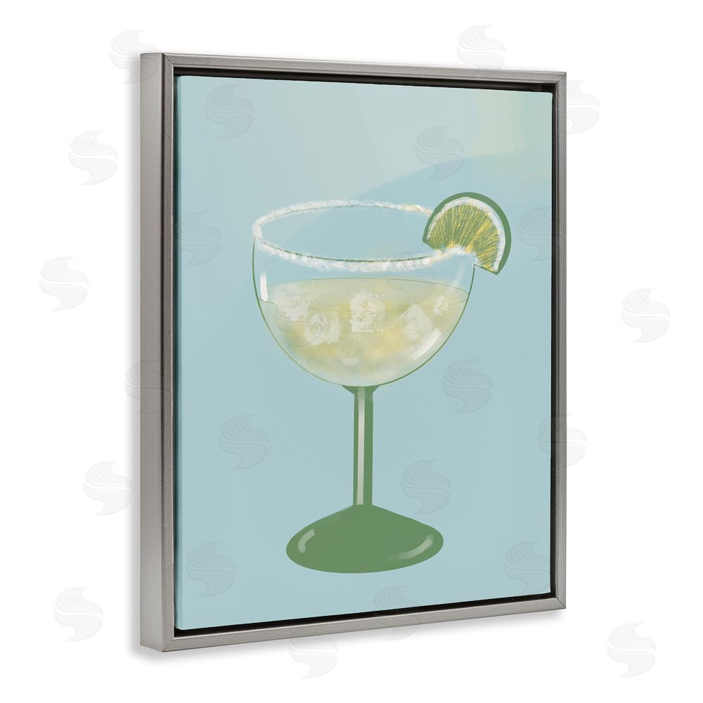 Sundance Graphics Margarita Glass over Blue Gray Floating Frame Canvas Wall Art Print