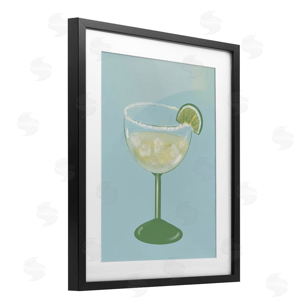 Sundance Graphics Margarita Glass over Blue Black Framed Print Under Glass Wall Art