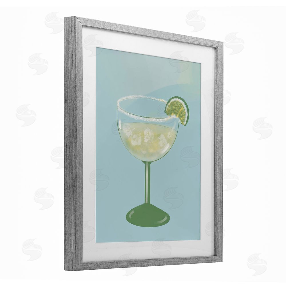 Sundance Graphics Margarita Glass over Blue Gray Framed Print Under Glass Wall Art