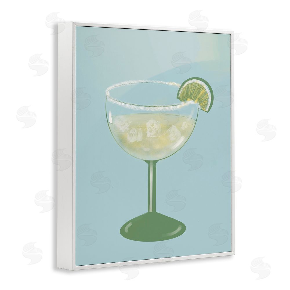 Sundance Graphics Margarita Glass over Blue White Framed Giclee Wall Art Print