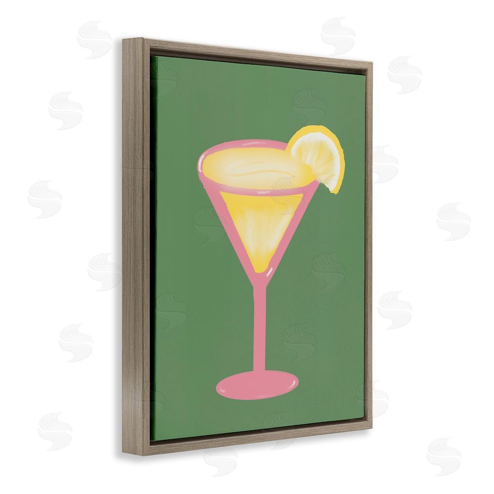Sundance Graphics Lemon Drop Glass over Green Brown Floating Frame Canvas Wall Art Print