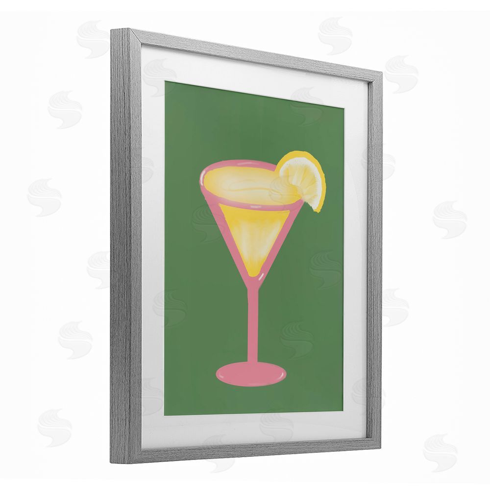 Sundance Graphics Lemon Drop Glass over Green Gray Framed Print Under Glass Wall Art