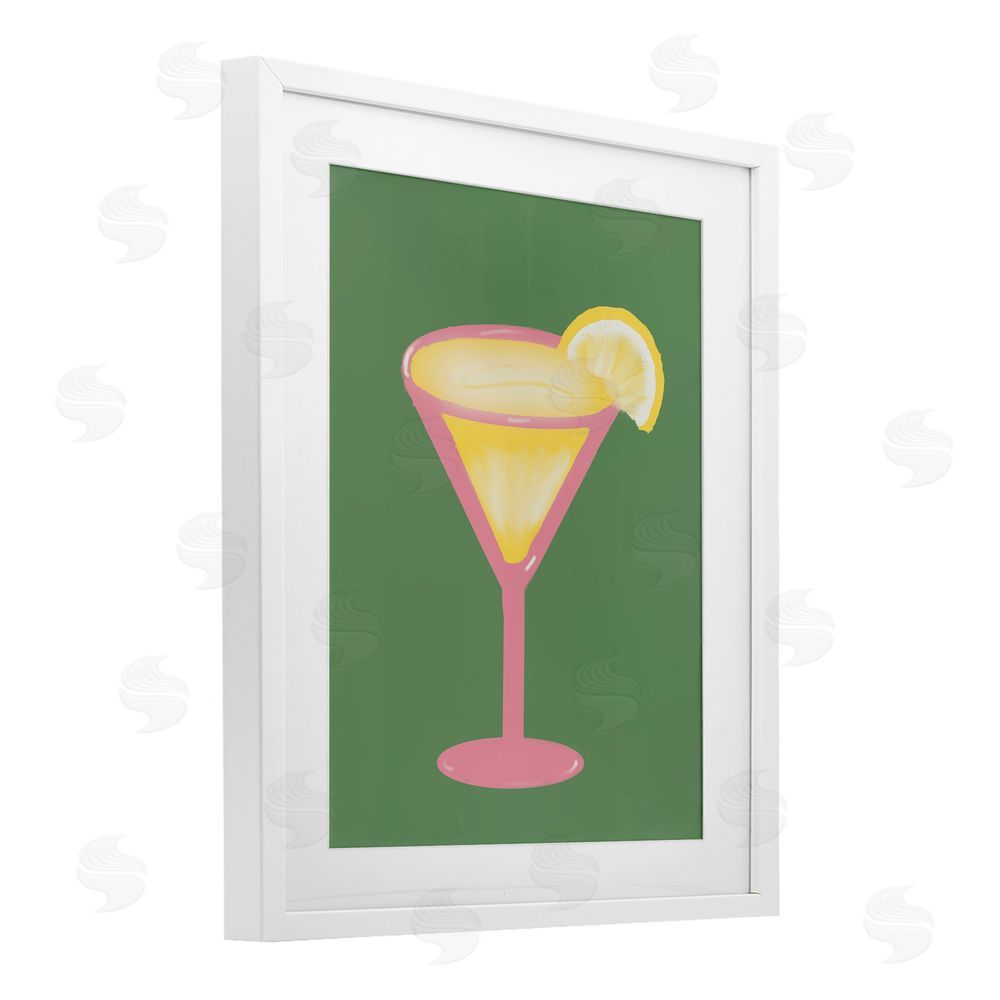 Sundance Graphics Lemon Drop Glass over Green White Framed Print Under Glass Wall Art