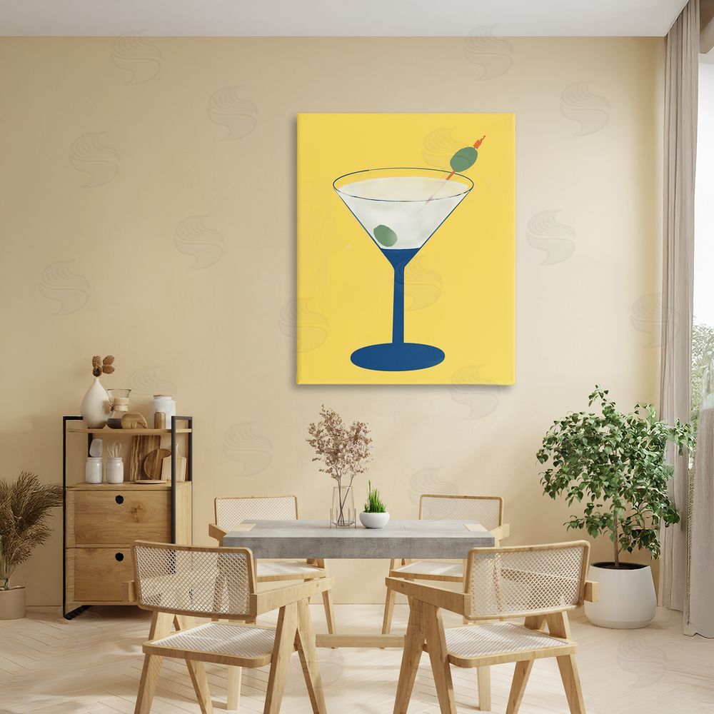 Sundance Graphics Martini Glass over Yellow Canvas Wall Art Print in Room