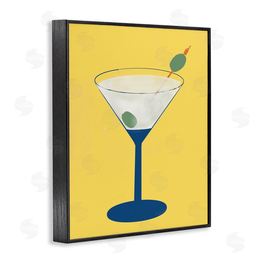 Sundance Graphics Martini Glass over Yellow Black Framed Giclee Wall Art Print