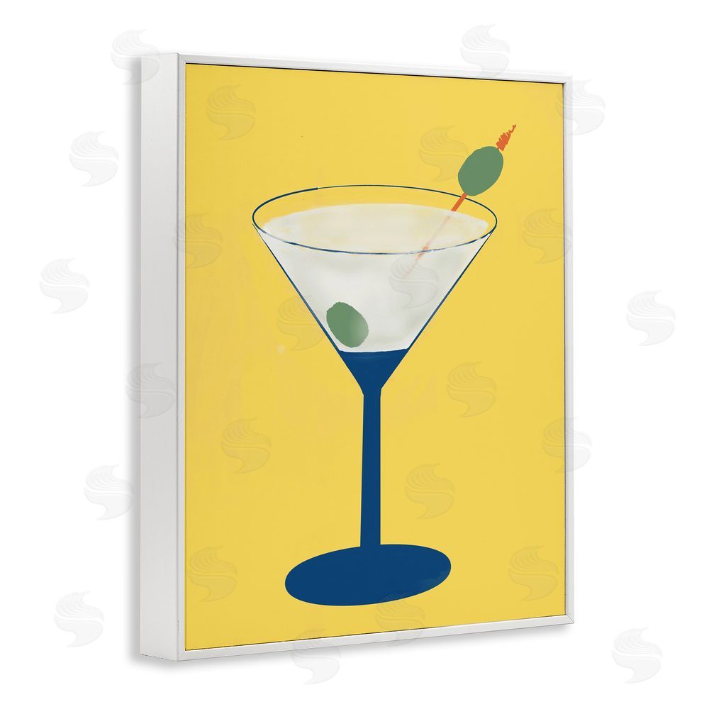 Sundance Graphics Martini Glass over Yellow White Framed Giclee Wall Art Print