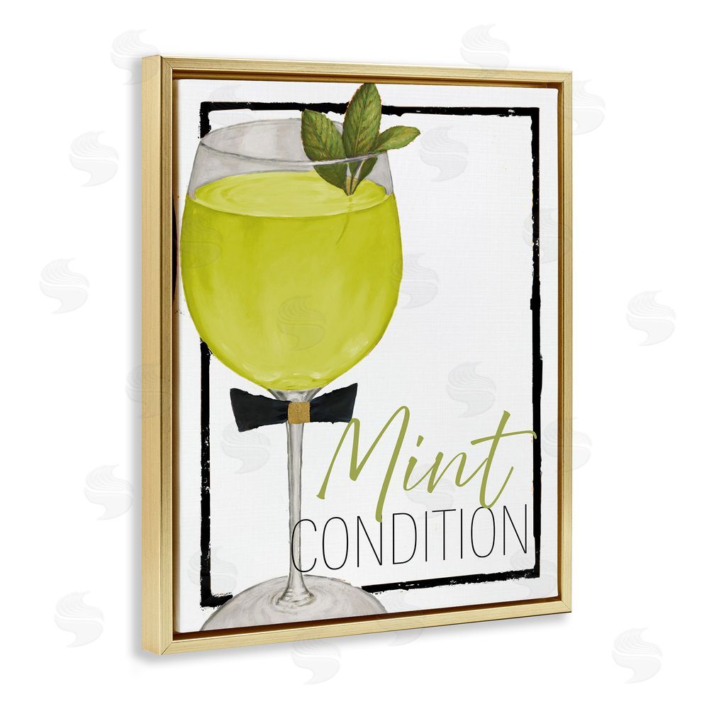 Sundance Graphics Mint Condition Cocktail Gold Floating Frame Canvas Wall Art Print