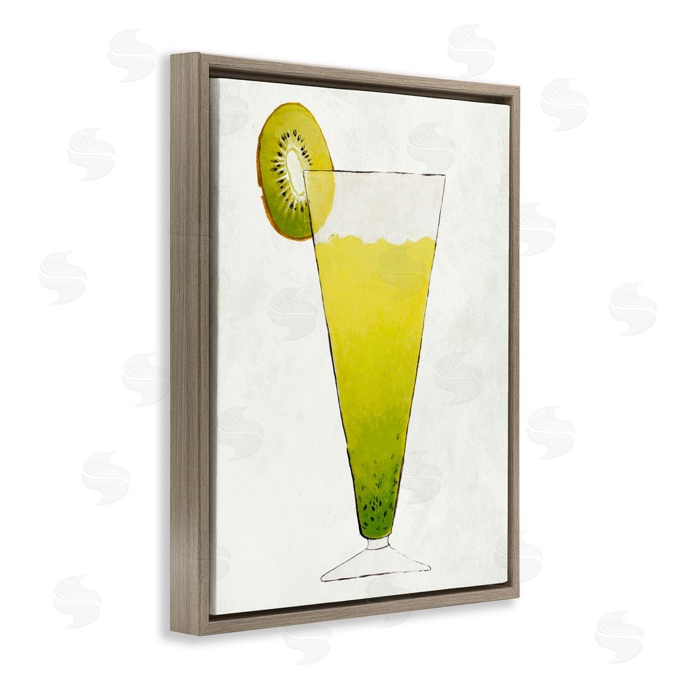 Sundance Graphics Summer Cocktail Kiwi Slice Brown Floating Frame Canvas Wall Art Print