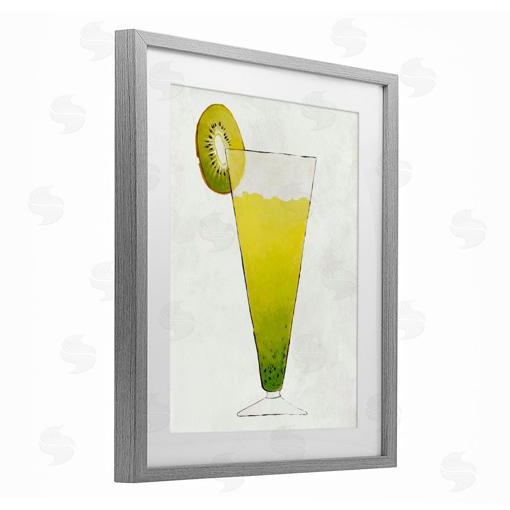 Sundance Graphics Summer Cocktail Kiwi Slice Gray Framed Print Under Glass Wall Art