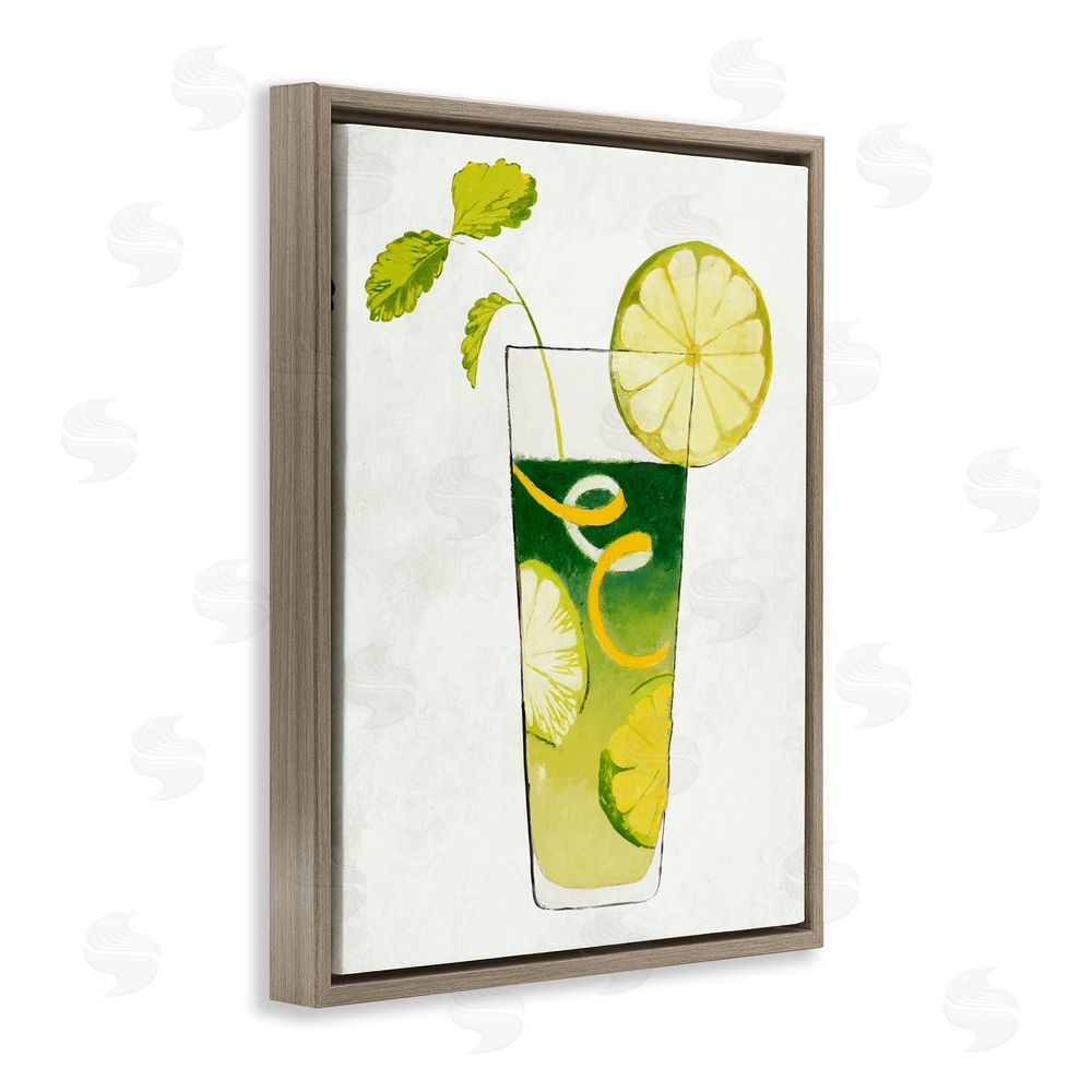 Sundance Graphics Summer Cocktail Lime Mint Brown Floating Frame Canvas Wall Art Print