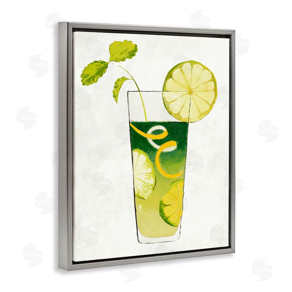 Sundance Graphics Summer Cocktail Lime Mint Gray Floating Frame Canvas Wall Art Print