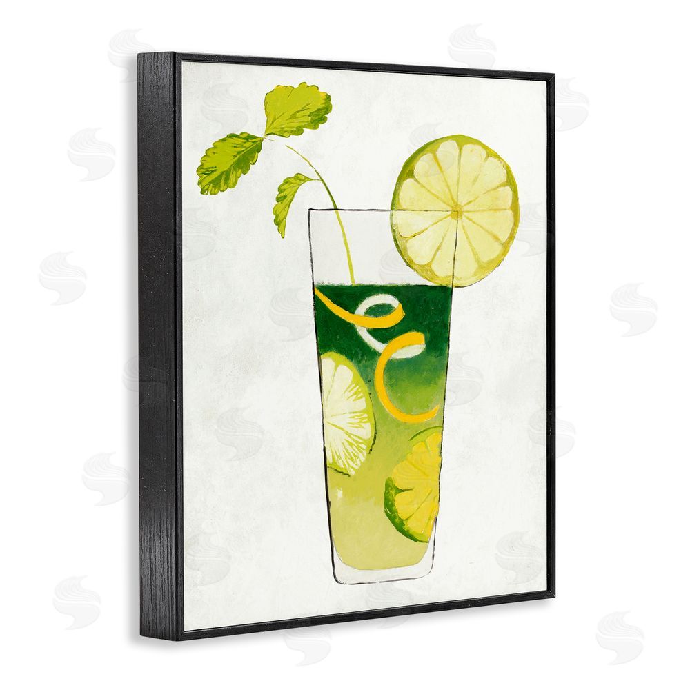Sundance Graphics Summer Cocktail Lime Mint Black Framed Giclee Wall Art Print