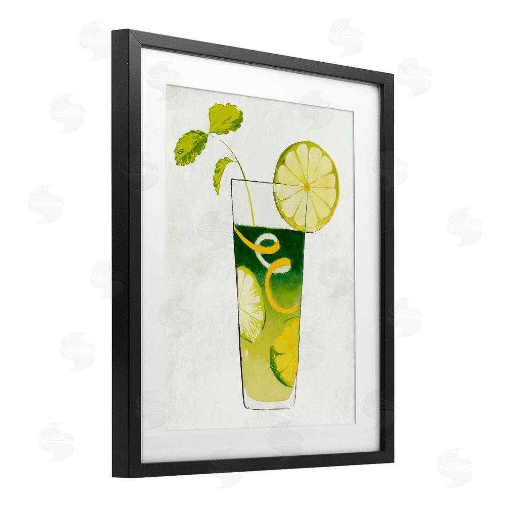 Sundance Graphics Summer Cocktail Lime Mint Black Framed Print Under Glass Wall Art
