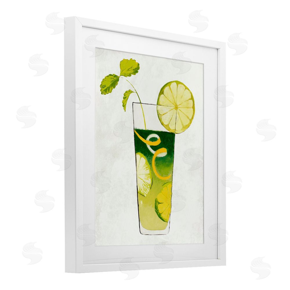 Sundance Graphics Summer Cocktail Lime Mint White Framed Print Under Glass Wall Art