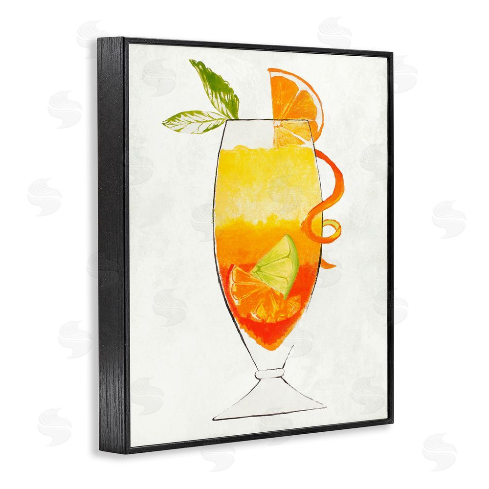 Sundance Graphics Summer Cocktail Orange Fruit Black Framed Giclee Wall Art Print