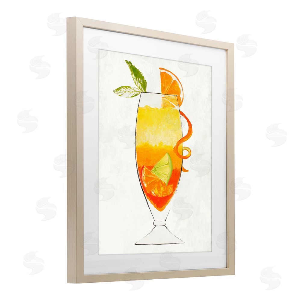 Sundance Graphics Summer Cocktail Orange Fruit Birch Framed Print Under Glass Wall Art