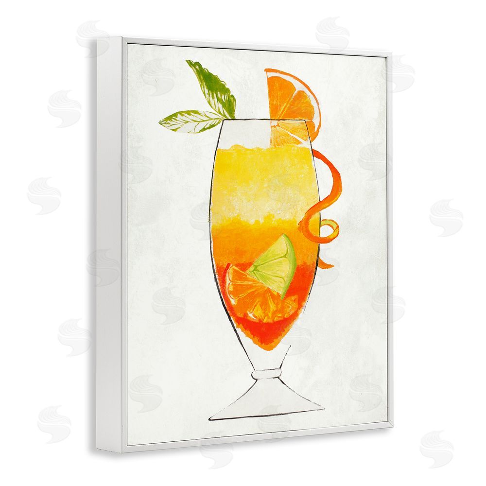Sundance Graphics Summer Cocktail Orange Fruit White Framed Giclee Wall Art Print