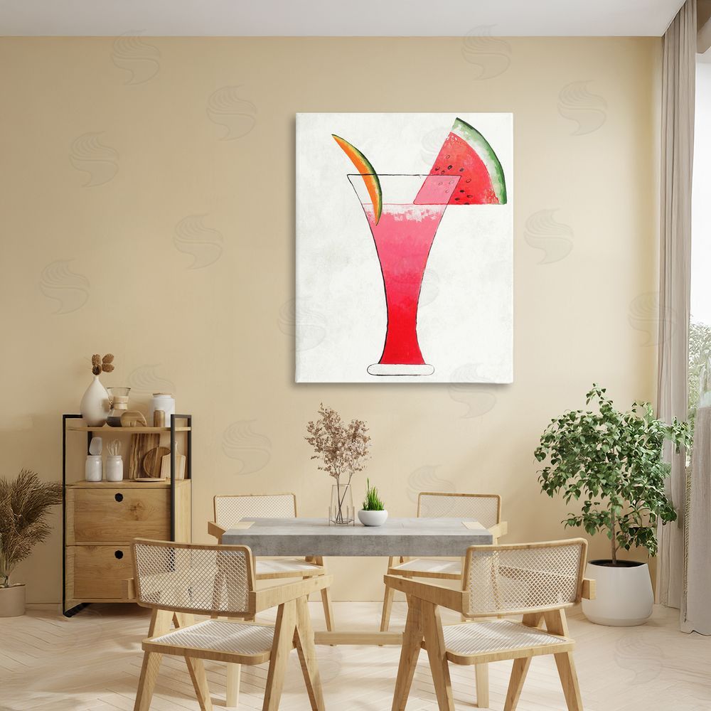 Sundance Graphics Summer Cocktail Watermelon Slice Canvas Wall Art Print in Room