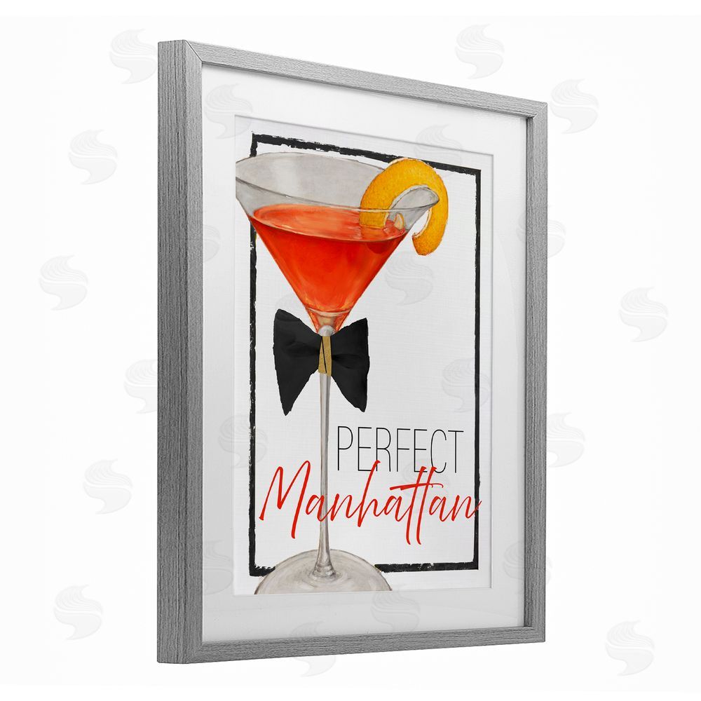 Sundance Graphics Perfect Manhattan Cocktail Gray Framed Print Under Glass Wall Art