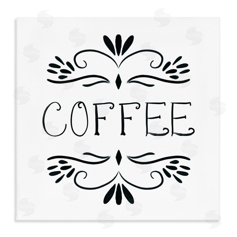 Sundance Graphics Coffee with Floral Emblems Canvas Wall Art Print