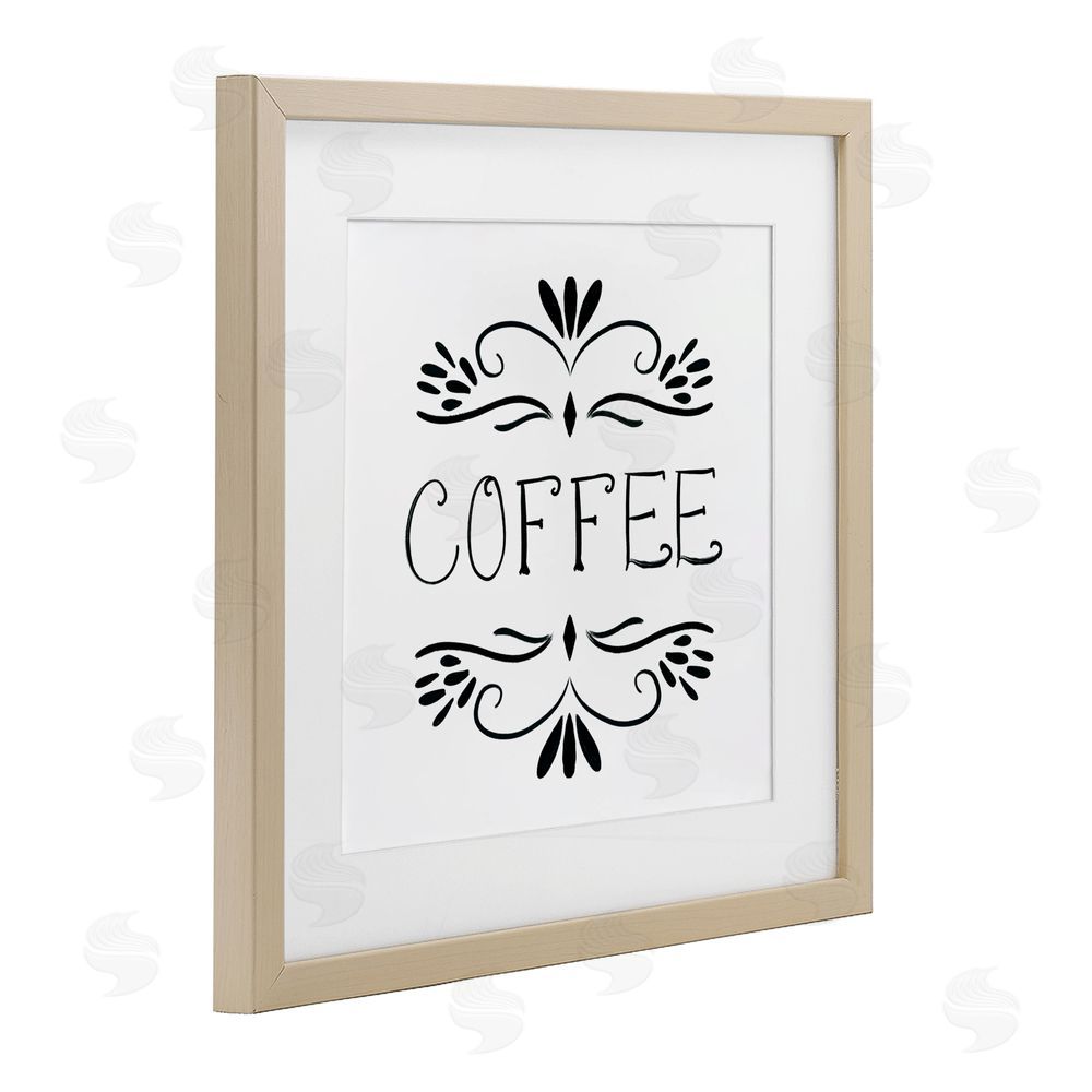 Sundance Graphics Coffee with Floral Emblems Birch Framed Print Under Glass Wall Art