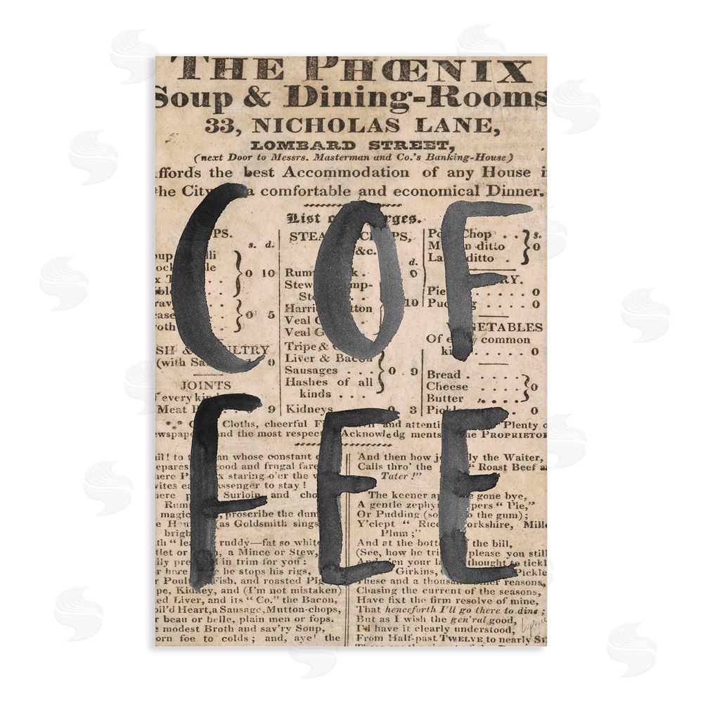 Sundance Graphics Vintage Coffee Newspaper Canvas Wall Art Print