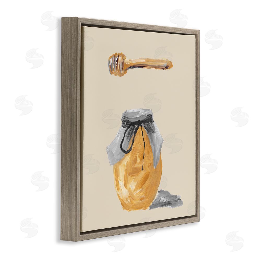 Sundance Graphics Honey Jar over Tan Brown Floating Frame Canvas Wall Art Print