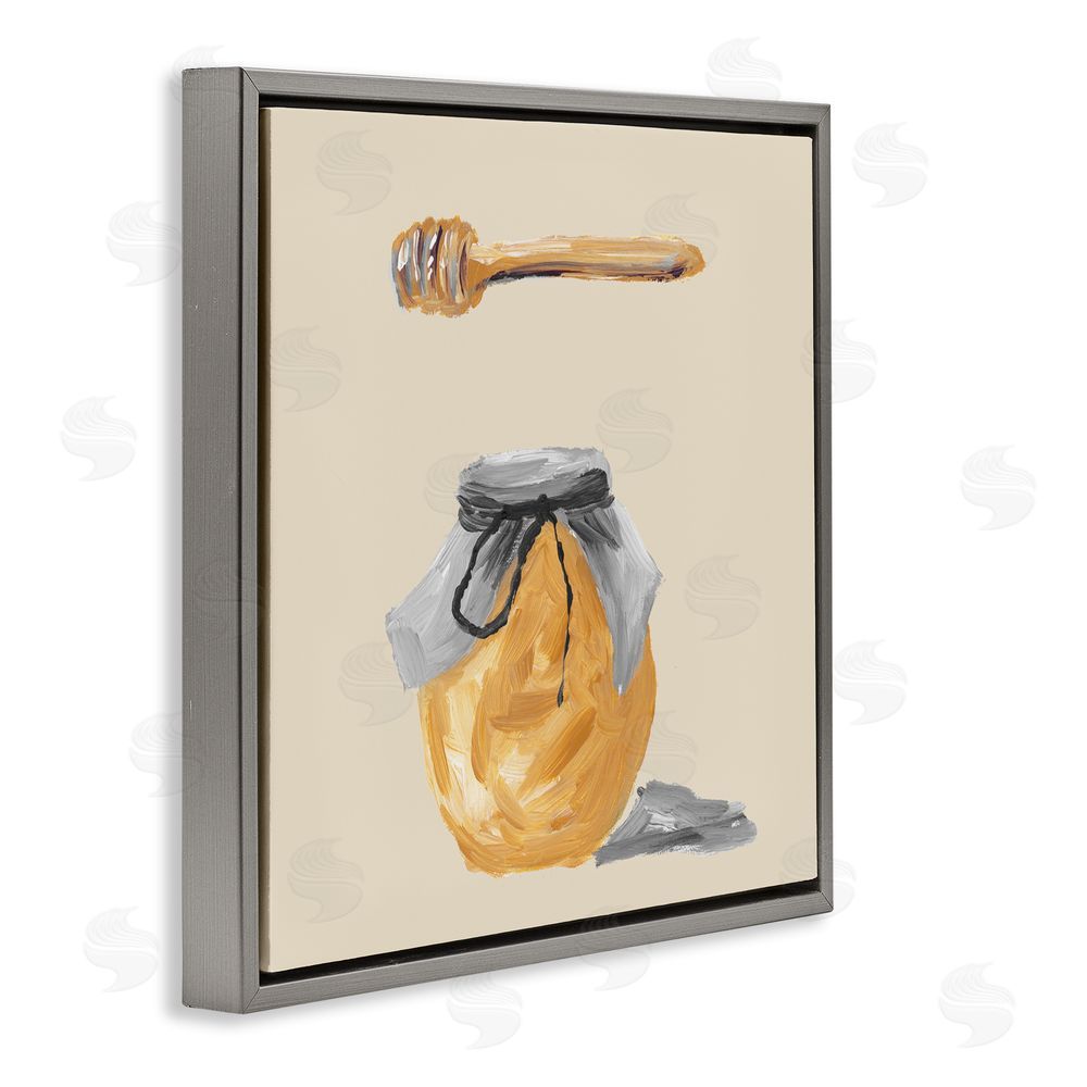 Sundance Graphics Honey Jar over Tan Gray Floating Frame Canvas Wall Art Print