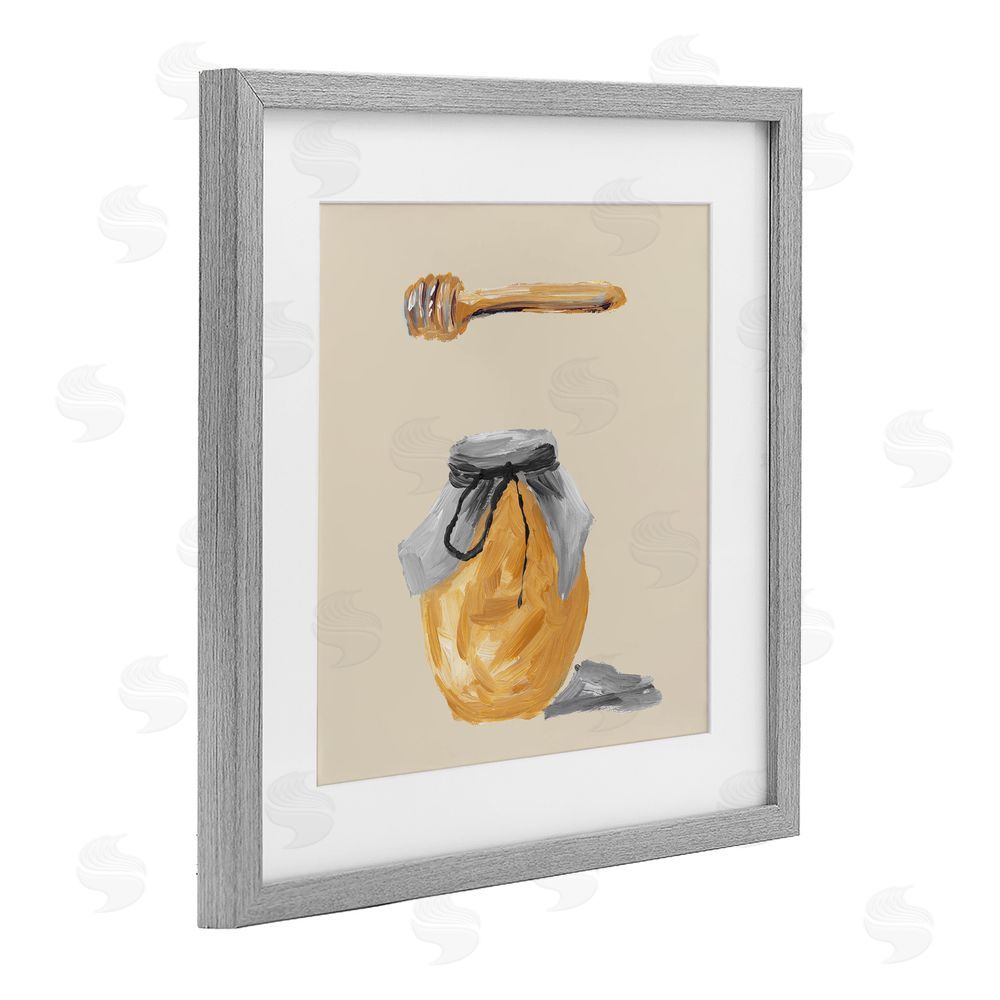 Sundance Graphics Honey Jar over Tan Gray Framed Print Under Glass Wall Art