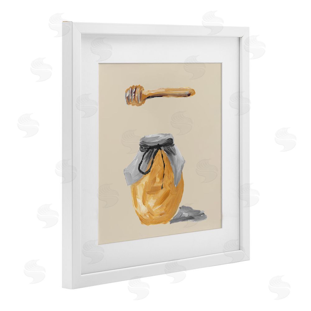 Sundance Graphics Honey Jar over Tan White Framed Print Under Glass Wall Art