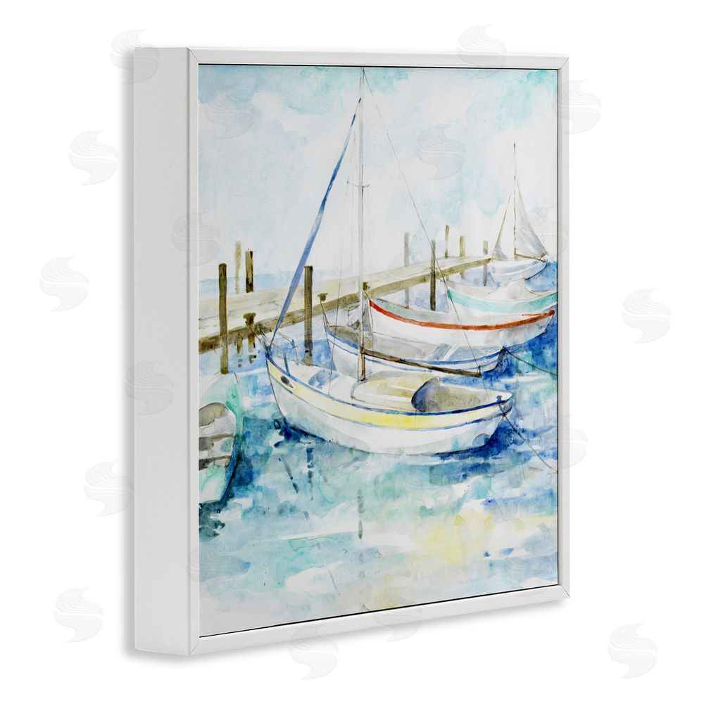 Sundance Graphics Docked Sails on Stormy Seas White Framed Giclee Wall Art Print